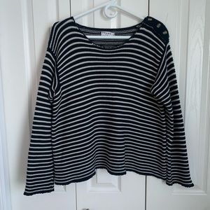 FRAME Shirt Medium Le Boxy Crew Navy Striped